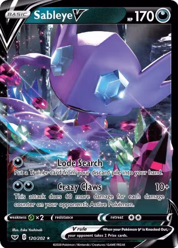 Sableye V (120/202), Sword & Shield Base Set — Pokémon card price