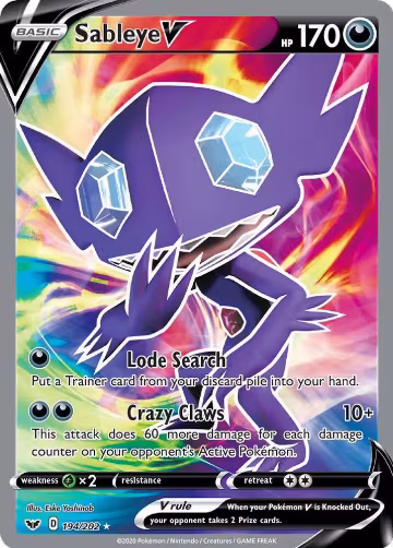 Sableye V (Full Art) (194/202), Sword & Shield Base Set — Pokémon card price