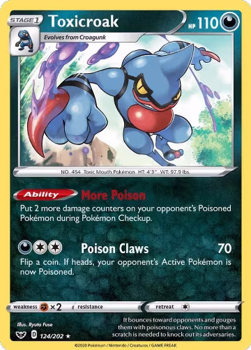Toxicroak (124/202), Sword & Shield Base Set — Pokémon card price