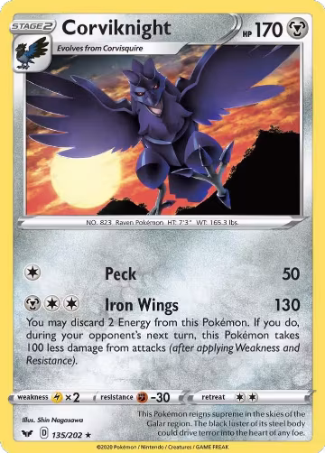 Corviknight (135/202), Sword & Shield Base Set — Pokémon card price