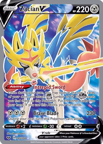 Zacian V (Full Art) (195/202), Sword & Shield Base Set — Pokémon card price