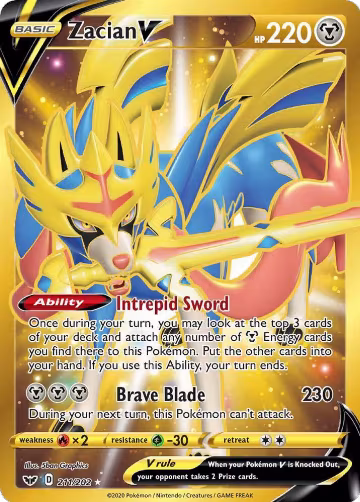 Zacian V (Secret) (211/202), Sword & Shield Base Set — Pokémon card price
