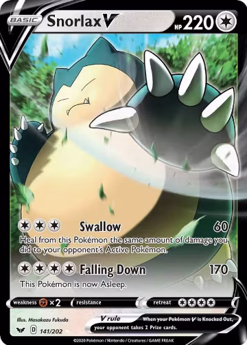 Snorlax V (141/202), Sword & Shield Base Set — Pokémon card price