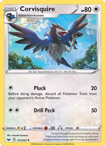 Corvisquire (151/202), Sword & Shield Base Set — Pokémon card price