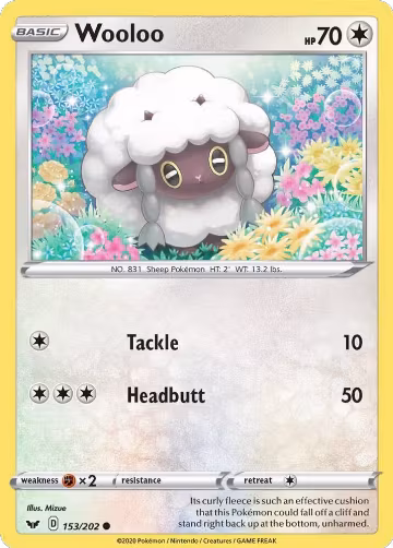 Wooloo (153) (153/202), Sword & Shield Base Set — Pokémon card price