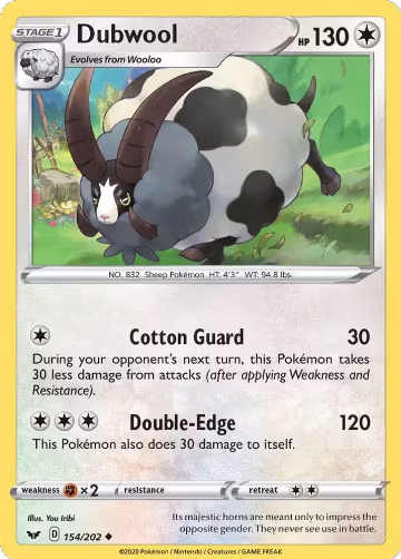 Dubwool (154/202), Sword & Shield Base Set — Pokémon card price