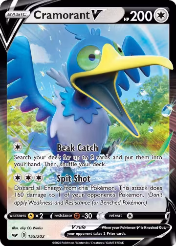 Cramorant V (155/202), Sword & Shield Base Set — Pokémon card price