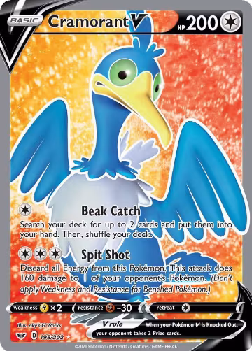 Cramorant V (Full Art) (198/202), Sword & Shield Base Set — Pokémon card price