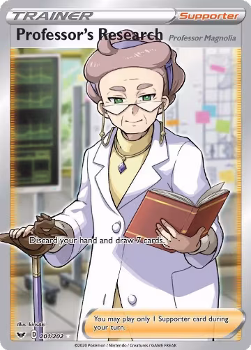 Professor's Research [Professor Magnolia] (Full Art) (201/202), Sword & Shield Base Set — Pokémon card price