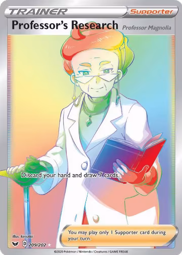 Professor's Research [Professor Magnolia] (Secret) (209/202), Sword & Shield Base Set — Pokémon card price