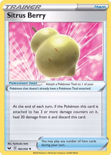 Sitrus Berry (182/202), Sword & Shield Base Set — Pokémon card price