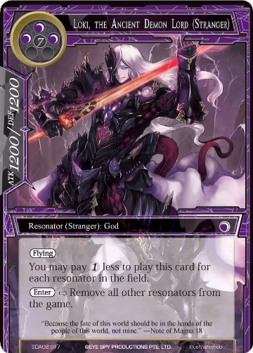 Loki, the Ancient Demon Lord (Stranger) (SDAO2-017), Alice Origin II Starter Deck — Force of Will card price