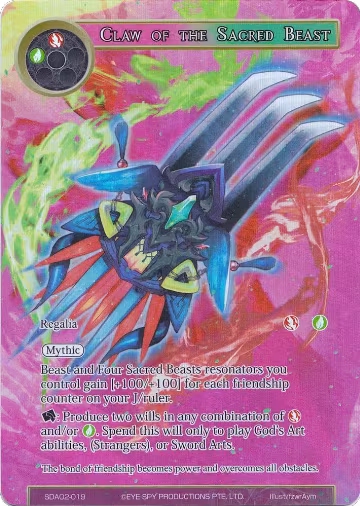 Claw of the Sacred Beast (Full Art) (SDAO2-019), Alice Origin II Starter Deck — Force of Will card price