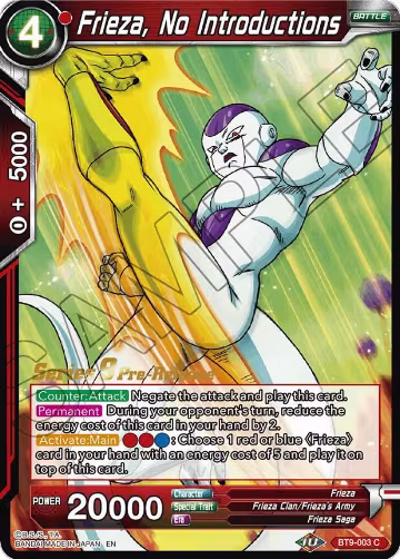 Frieza, No Introductions (BT9-003), Universal Onslaught Pre-Release Cards — DB Super card price