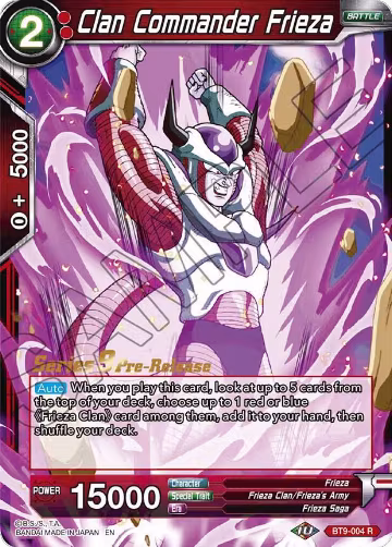 Clan Commander Frieza (BT9-004), Universal Onslaught Pre-Release Cards — DB Super card price