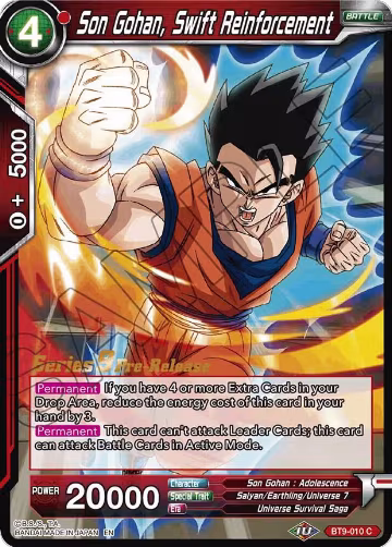 Son Gohan, Swift Reinforcement (BT9-010), Universal Onslaught Pre-Release Cards — DB Super card price