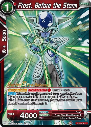 Frost, Before the Storm (BT9-016), Universal Onslaught Pre-Release Cards — DB Super card price