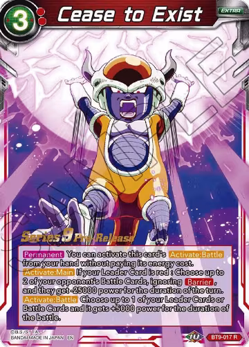 Cease to Exist (BT9-017), Universal Onslaught Pre-Release Cards — DB Super card price