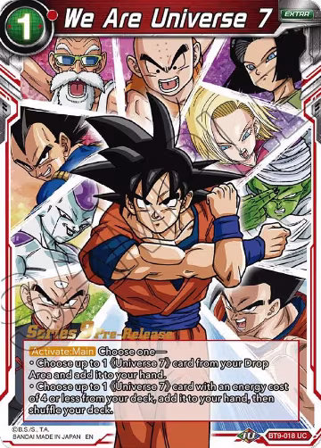 We Are Universe 7 (BT9-018), Universal Onslaught Pre-Release Cards — DB Super card price