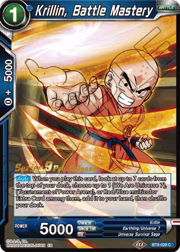 Krillin, Battle Mastery (BT9-028), Universal Onslaught Pre-Release Cards — DB Super card price
