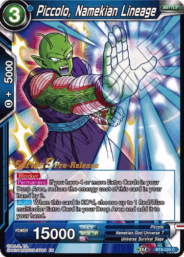 Piccolo, Namekian Lineage (BT9-029), Universal Onslaught Pre-Release Cards — DB Super card price