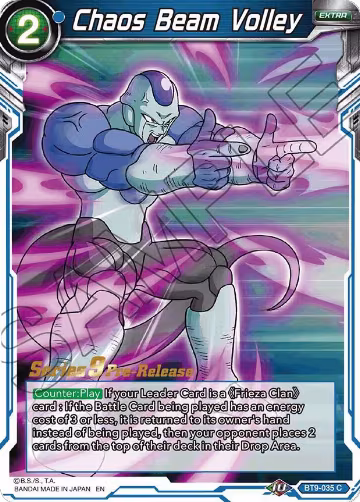 Chaos Beam Volley (BT9-035), Universal Onslaught Pre-Release Cards — DB Super card price