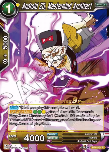 Android 20, Mastermind Architect (BT9-054), Universal Onslaught Pre-Release Cards — DB Super card price