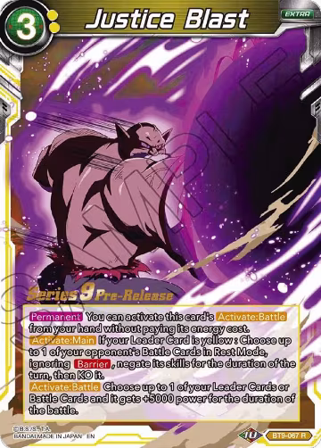 Justice Blast (BT9-067), Universal Onslaught Pre-Release Cards — DB Super card price