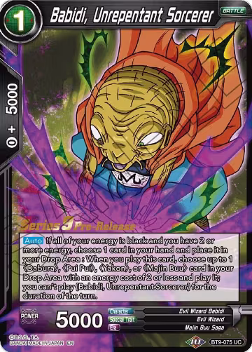 Babidi, Unrepentant Sorcerer (BT9-075), Universal Onslaught Pre-Release Cards — DB Super card price