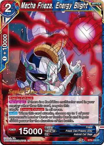 Mecha Frieza, Energy Blight (BT9-102), Universal Onslaught Pre-Release Cards — DB Super card price
