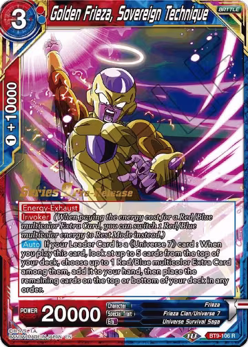 Golden Frieza, Sovereign Technique (BT9-106), Universal Onslaught Pre-Release Cards — DB Super card price