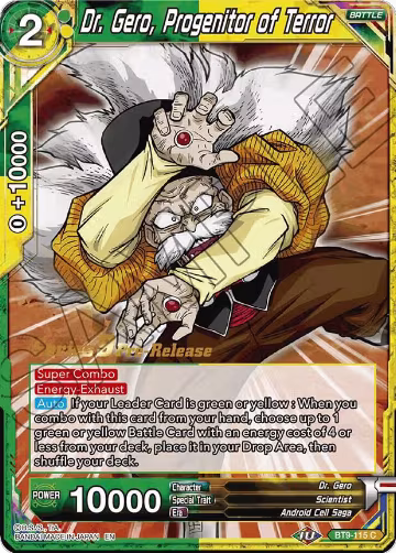 Dr. Gero, Progenitor of Terror (BT9-115), Universal Onslaught Pre-Release Cards — DB Super card price
