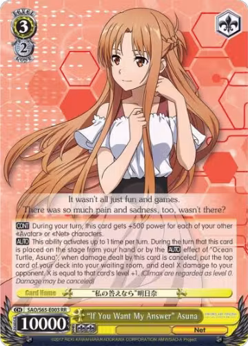"If You Want My Answer" Asuna (SAO/S65-E003 RR), Sword Art Online -Alicization- — Weiß Schwarz card price