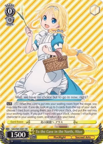 To the Cave in the North, Alice (SAO/S65-E001 RR), Sword Art Online -Alicization- — Weiß Schwarz card price