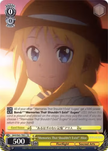 "Memories That Shouldn't Exist" Alice (SAO/S65-TE01 TD), Sword Art Online -Alicization- — Weiß Schwarz card price