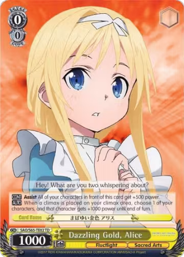 Dazzling Gold, Alice (SAO/S65-TE02 TD), Sword Art Online -Alicization- — Weiß Schwarz card price