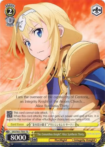 "The Osmanthus Knight" Alice Synthesis Thirty (SAO/S65-TE05 TD), Sword Art Online -Alicization- — Weiß Schwarz card price