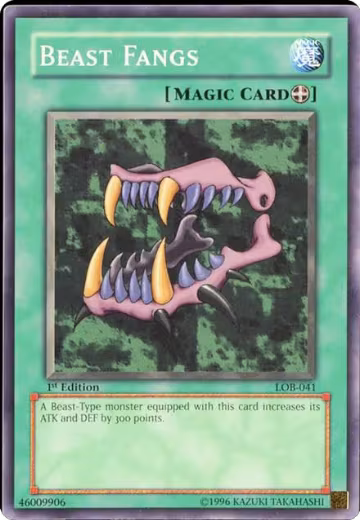 Beast Fangs (LOB-041), The Legend of Blue Eyes White Dragon — Yu-Gi-Oh! card price