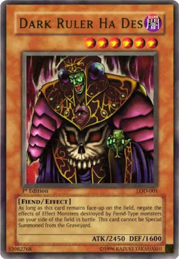 Dark Ruler Ha Des (LOD-001), Legacy of Darkness — Yu-Gi-Oh! card price