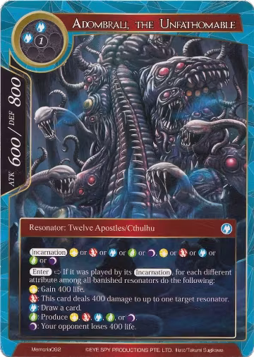 Adombrali, the Unfathomable (Memoria092), Alice Origin Memoria Cards — Force of Will card price