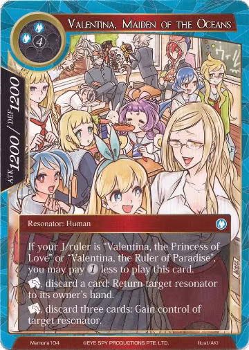 Valentina, Maiden of the Oceans (Memoria104), Alice Origin Memoria Cards — Force of Will card price