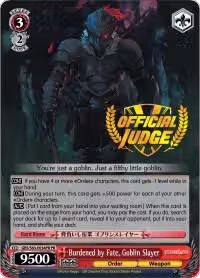 Burdened by Fate, Goblin Slayer (Alternate Art Promo) (GBS/S63-E034PR PR), Goblin Slayer — Weiß Schwarz card price