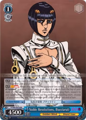 Noble Resolutions, Bucciarati (JJ/S66-E074 RR), JoJo's Bizarre Adventure: Golden Wind — Weiß Schwarz card price