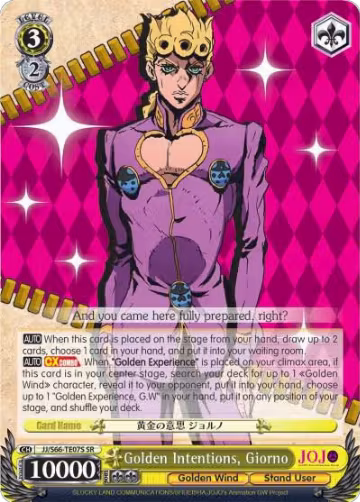 Golden Intentions, Giorno (SR) (JJ/S66-TE07S SR), JoJo's Bizarre Adventure: Golden Wind — Weiß Schwarz card price