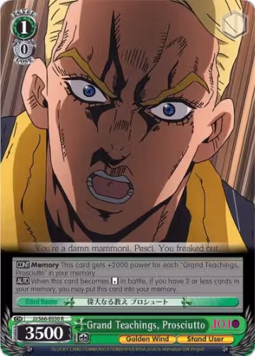 Grand Teachings, Prosciutto (JJ/S66-E030 R), JoJo's Bizarre Adventure: Golden Wind — Weiß Schwarz card price