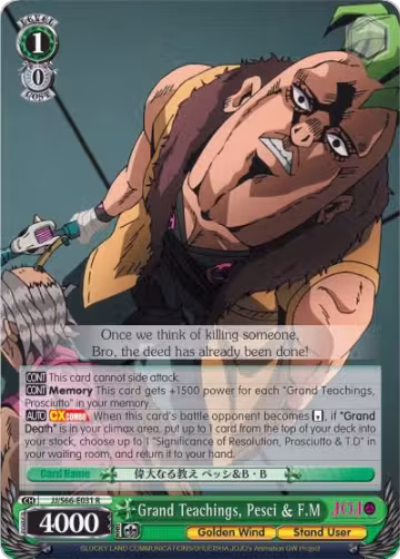 Grand Teachings, Pesci & F.M (JJ/S66-E031 R), JoJo's Bizarre Adventure: Golden Wind — Weiß Schwarz card price