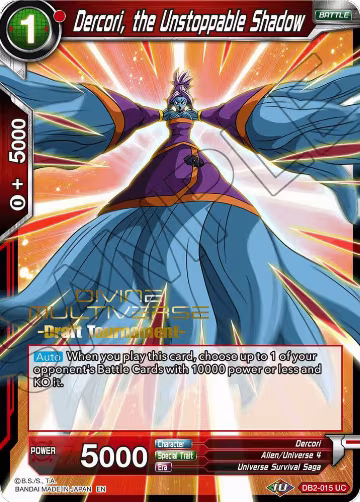 Dercori, the Unstoppable Shadow (Divine Multiverse Draft Tournament) (DB2-015), Tournament Promotion Cards — DB Super card price