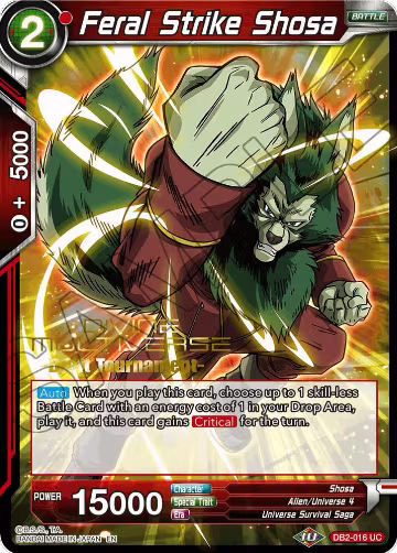 Feral Strike Shosa (Divine Multiverse Draft Tournament) (DB2-016), Tournament Promotion Cards — DB Super card price