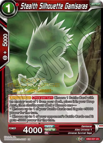 Stealth Silhouette Gamisaras (Divine Multiverse Draft Tournament) (DB2-021), Tournament Promotion Cards — DB Super card price