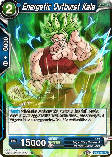 Energetic Outburst Kale (Divine Multiverse Draft Tournament) (DB2-038), Tournament Promotion Cards — DB Super card price